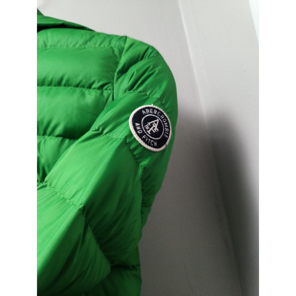 Kids, Size Medium Abercrombie Fitch, Winter Puffer Coat  Green Zip Up With Hood - Picture 4 of 8